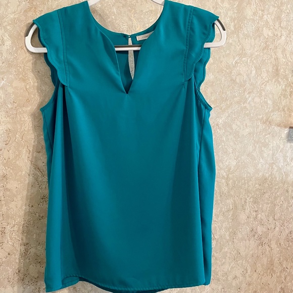 41 Hawthorn teal scalloped sleeved blouse - medium - Picture 1 of 7